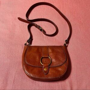 Frye lana Harness Leather Small Saddle Bag Crossbody Brown Cognac Casual